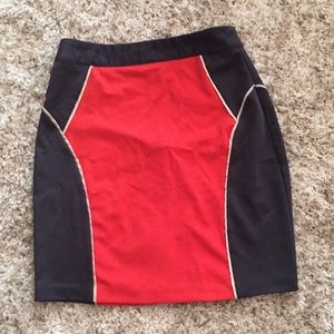 Orange and Gray Color Block Skirt